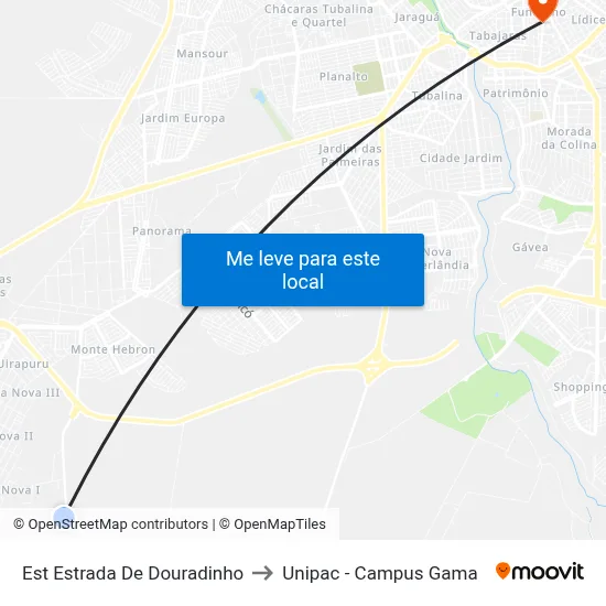 Est Estrada De Douradinho to Unipac - Campus Gama map