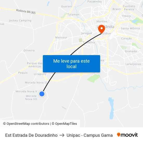 Est Estrada De Douradinho to Unipac - Campus Gama map