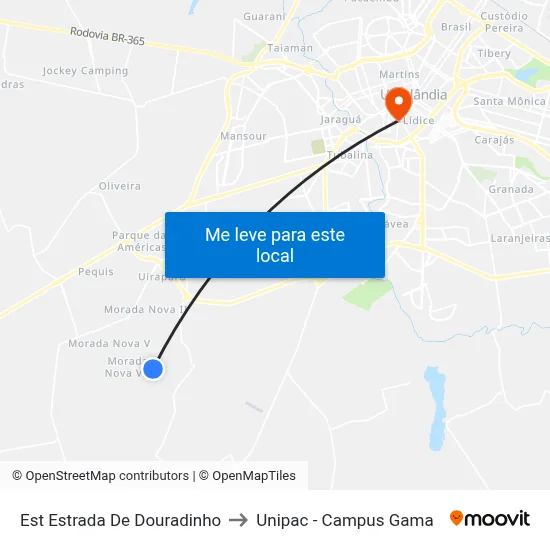 Est Estrada De Douradinho to Unipac - Campus Gama map