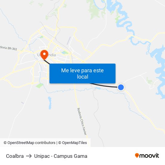 Coalbra to Unipac - Campus Gama map