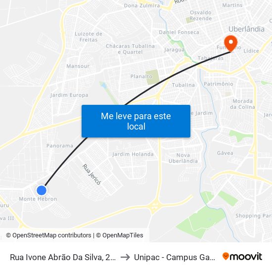 Rua Ivone Abrão Da Silva, 266 to Unipac - Campus Gama map