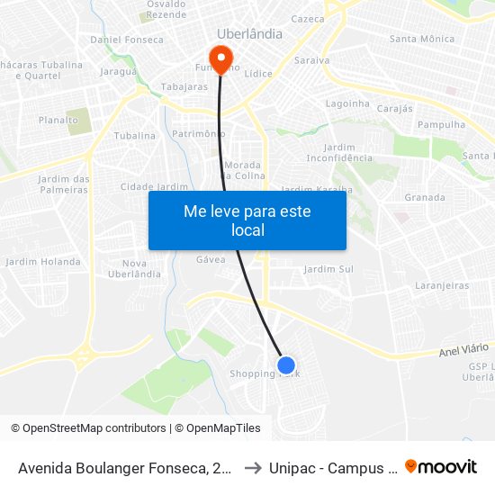 Avenida Boulanger Fonseca, 2092-2100 to Unipac - Campus Gama map