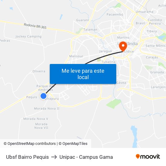 Ubsf Bairro Pequis to Unipac - Campus Gama map