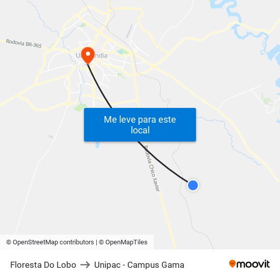 Floresta Do Lobo to Unipac - Campus Gama map