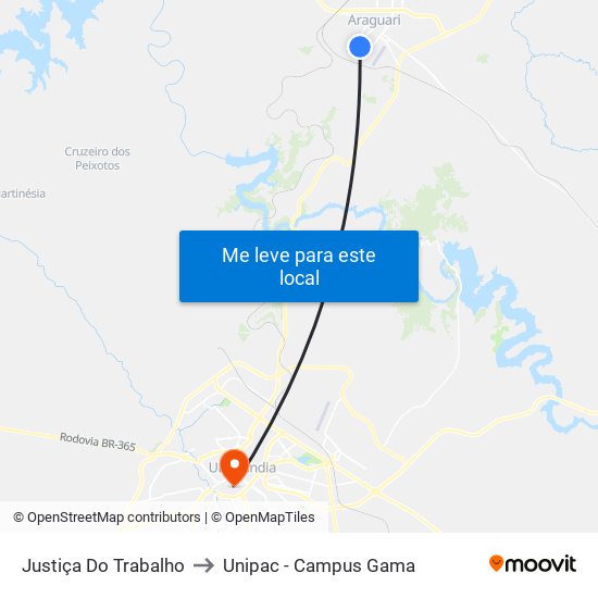 Justiça Do Trabalho to Unipac - Campus Gama map