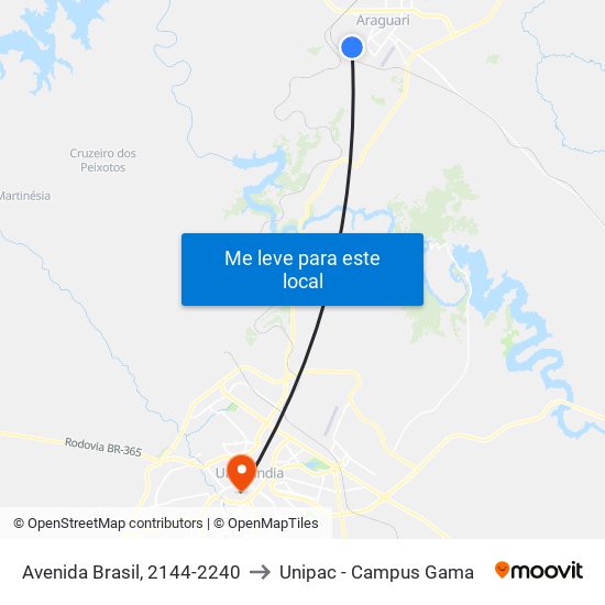 Avenida Brasil, 2144-2240 to Unipac - Campus Gama map