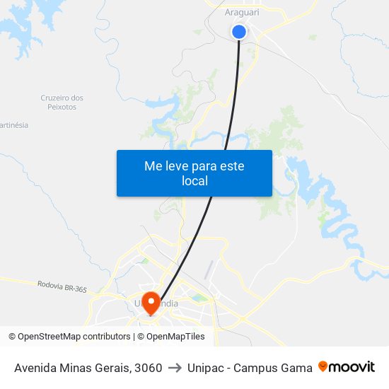 Avenida Minas Gerais, 3060 to Unipac - Campus Gama map