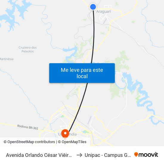 Avenida Orlando César Viêira, 503 to Unipac - Campus Gama map