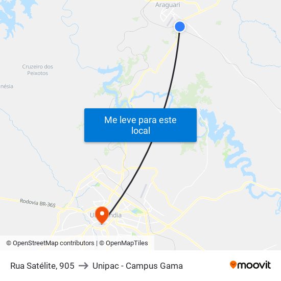 Rua Satélite, 905 to Unipac - Campus Gama map