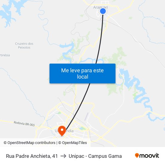 Rua Padre Anchieta, 41 to Unipac - Campus Gama map
