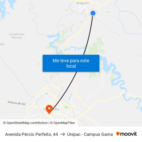 Avenida Pércio Perfeito, 44 to Unipac - Campus Gama map