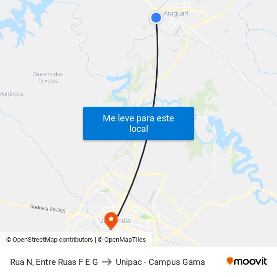Rua N, Entre Ruas F E G to Unipac - Campus Gama map