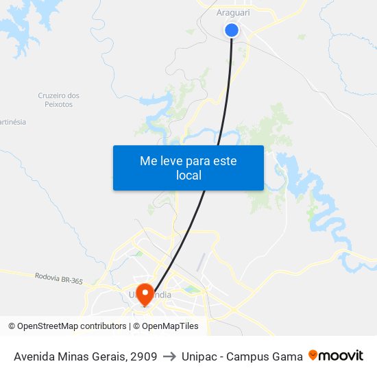 Avenida Minas Gerais, 2909 to Unipac - Campus Gama map