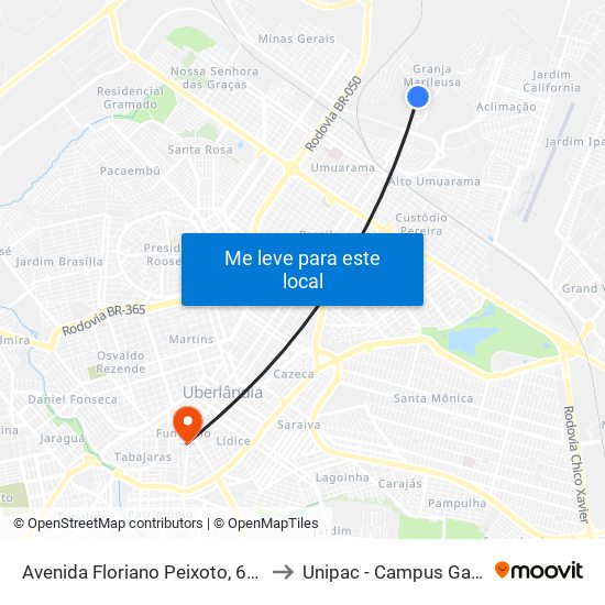 Avenida Floriano Peixoto, 6497 to Unipac - Campus Gama map