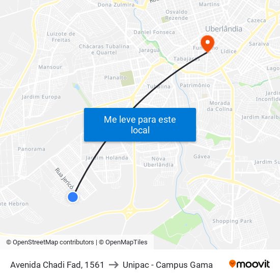 Avenida Chadi Fad, 1561 to Unipac - Campus Gama map