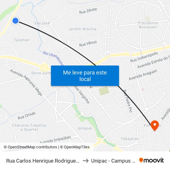 Rua Carlos Henrique Rodrigues Nunes, to Unipac - Campus Gama map