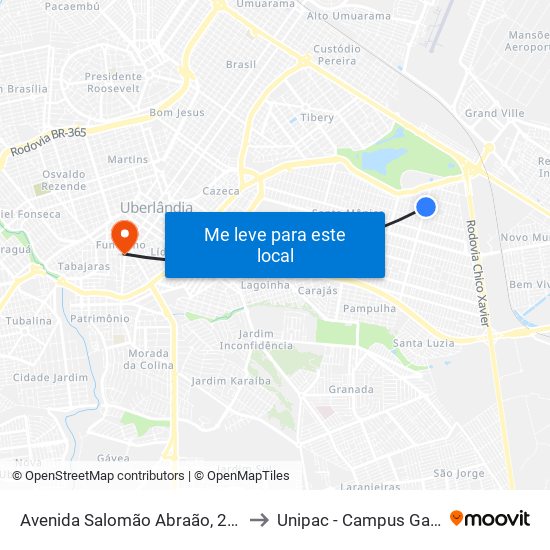 Avenida Salomão Abraão, 2557 to Unipac - Campus Gama map