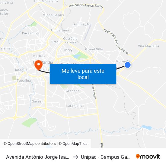 Avenida Antônio Jorge Isaac to Unipac - Campus Gama map
