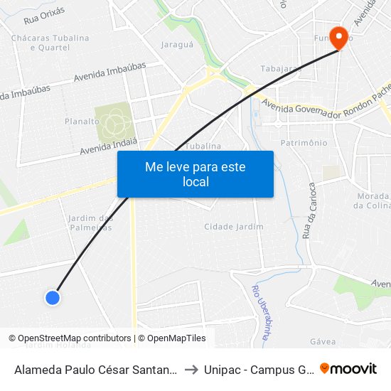 Alameda Paulo César Santana, 530 to Unipac - Campus Gama map