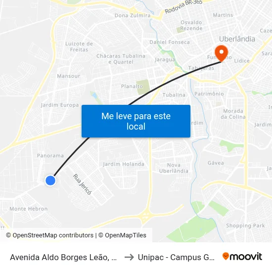 Avenida Aldo Borges Leão, 2171 to Unipac - Campus Gama map