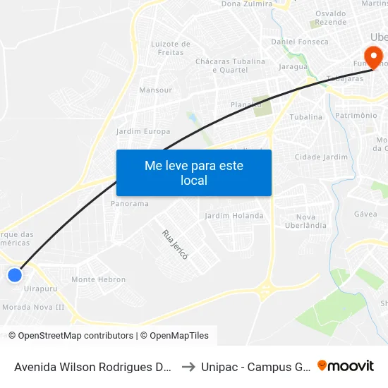 Avenida Wilson Rodrigues Da Silva to Unipac - Campus Gama map
