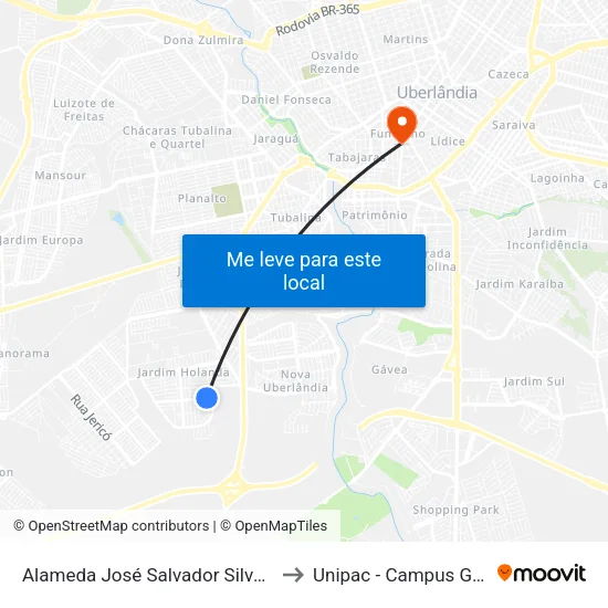 Alameda José Salvador Silva, 820 to Unipac - Campus Gama map