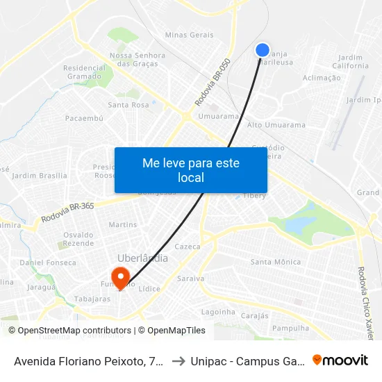 Avenida Floriano Peixoto, 7001 to Unipac - Campus Gama map