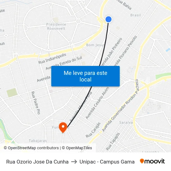 Rua Ozorio Jose Da Cunha to Unipac - Campus Gama map