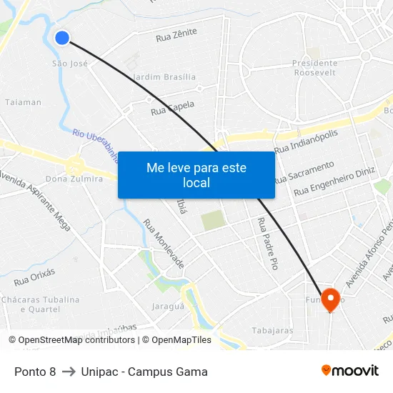 Ponto 8 to Unipac - Campus Gama map