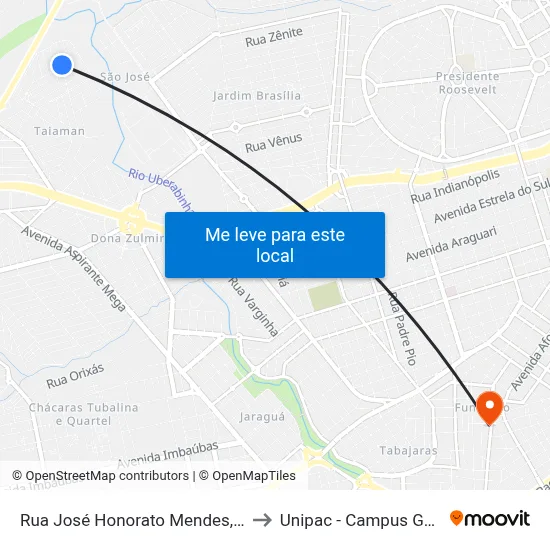 Rua José Honorato Mendes, 570 to Unipac - Campus Gama map