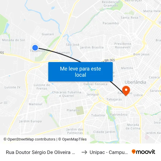 Rua Doutor Sérgio De Oliveira Marquês, 766 to Unipac - Campus Gama map