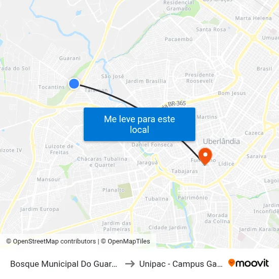 Bosque Municipal Do Guarandi to Unipac - Campus Gama map