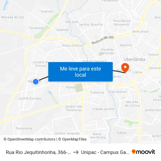 Rua Rio Jequitinhonha, 366-400 to Unipac - Campus Gama map