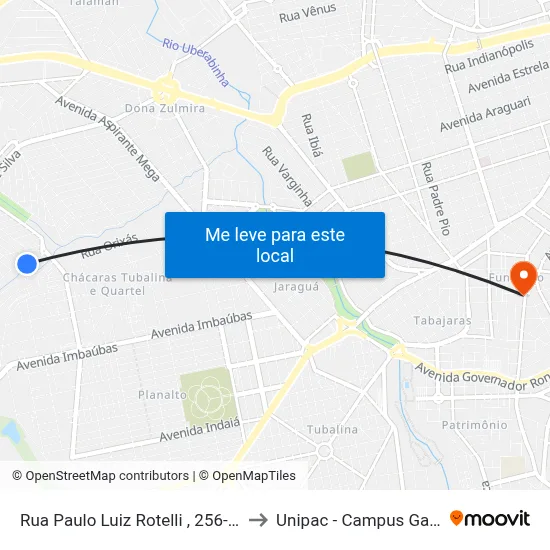 Rua Paulo Luiz Rotelli  , 256-328 to Unipac - Campus Gama map