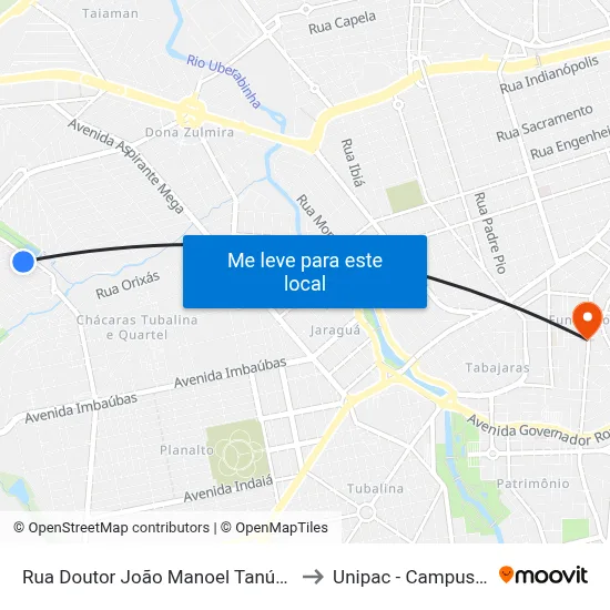 Rua Doutor João Manoel Tanús, 116-322 to Unipac - Campus Gama map
