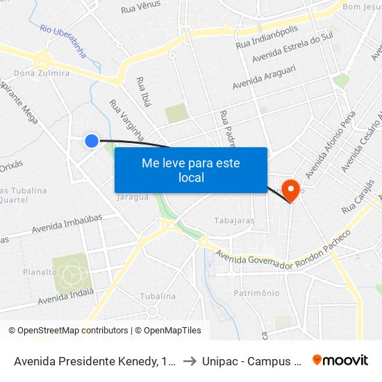 Avenida Presidente Kenedy, 197-267 to Unipac - Campus Gama map