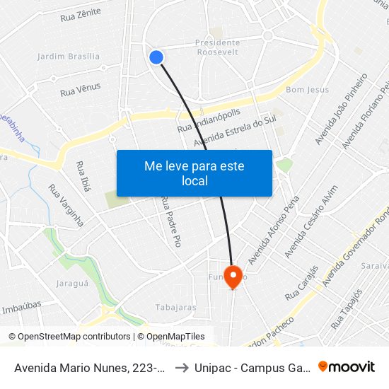 Avenida Mario Nunes, 223-277 to Unipac - Campus Gama map