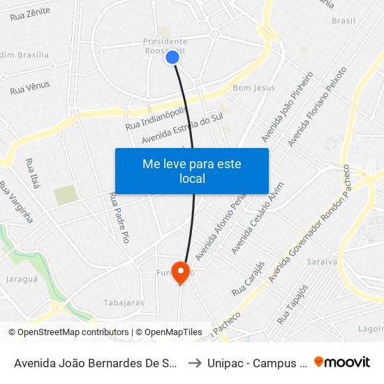 Avenida João Bernardes De Souza, 392 to Unipac - Campus Gama map