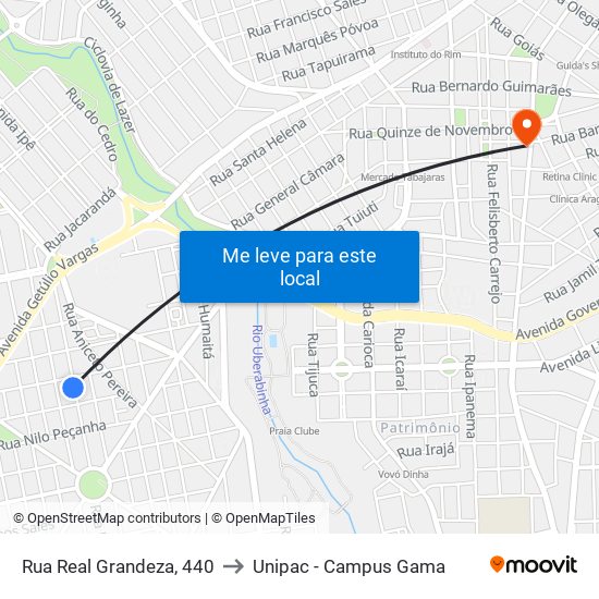 Rua Real Grandeza, 440 to Unipac - Campus Gama map