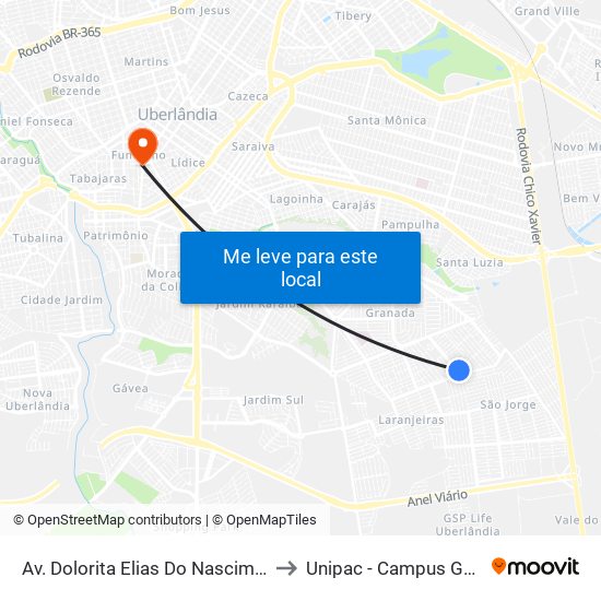 Av. Dolorita Elias Do Nascimento to Unipac - Campus Gama map