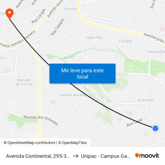 Avenida Continental, 295-333 to Unipac - Campus Gama map