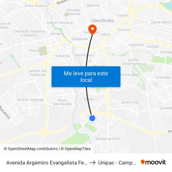 Avenida Argemiro Evangelista Ferreira, 722-748 to Unipac - Campus Gama map