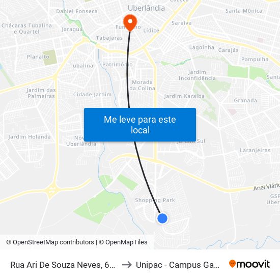 Rua Ari De Souza Neves, 680 to Unipac - Campus Gama map