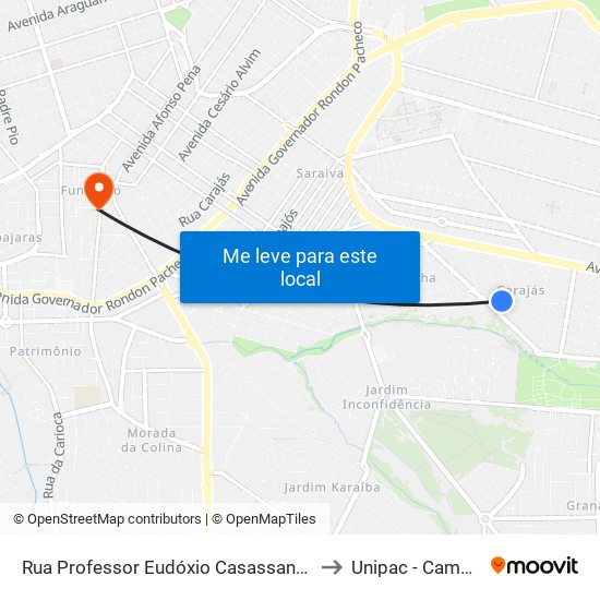 Rua Professor Eudóxio Casassanta Pereira, 255-311 to Unipac - Campus Gama map