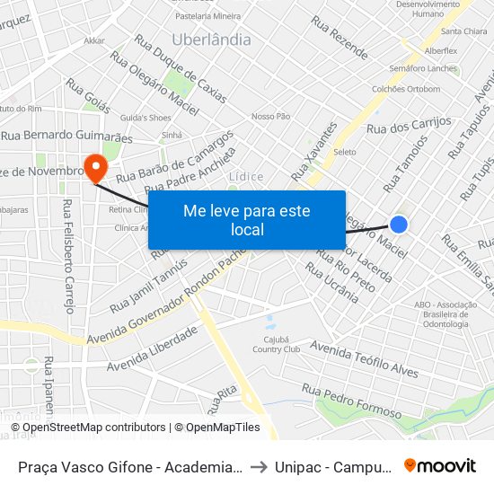 Praça Vasco Gifone - Academia Ao Ar Livre to Unipac - Campus Gama map