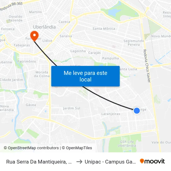 Rua Serra Da Mantiqueira, 698 to Unipac - Campus Gama map