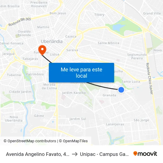 Avenida Angelino Favato, 400 to Unipac - Campus Gama map
