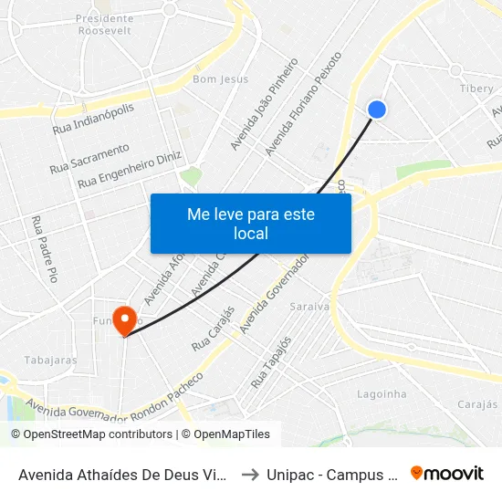 Avenida Athaídes De Deus Vieira, 143 to Unipac - Campus Gama map