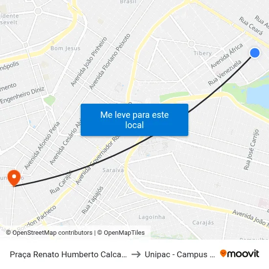 Praça Renato Humberto Calcagno, 210 to Unipac - Campus Gama map