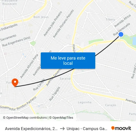 Avenida Expedicionários, 247 to Unipac - Campus Gama map